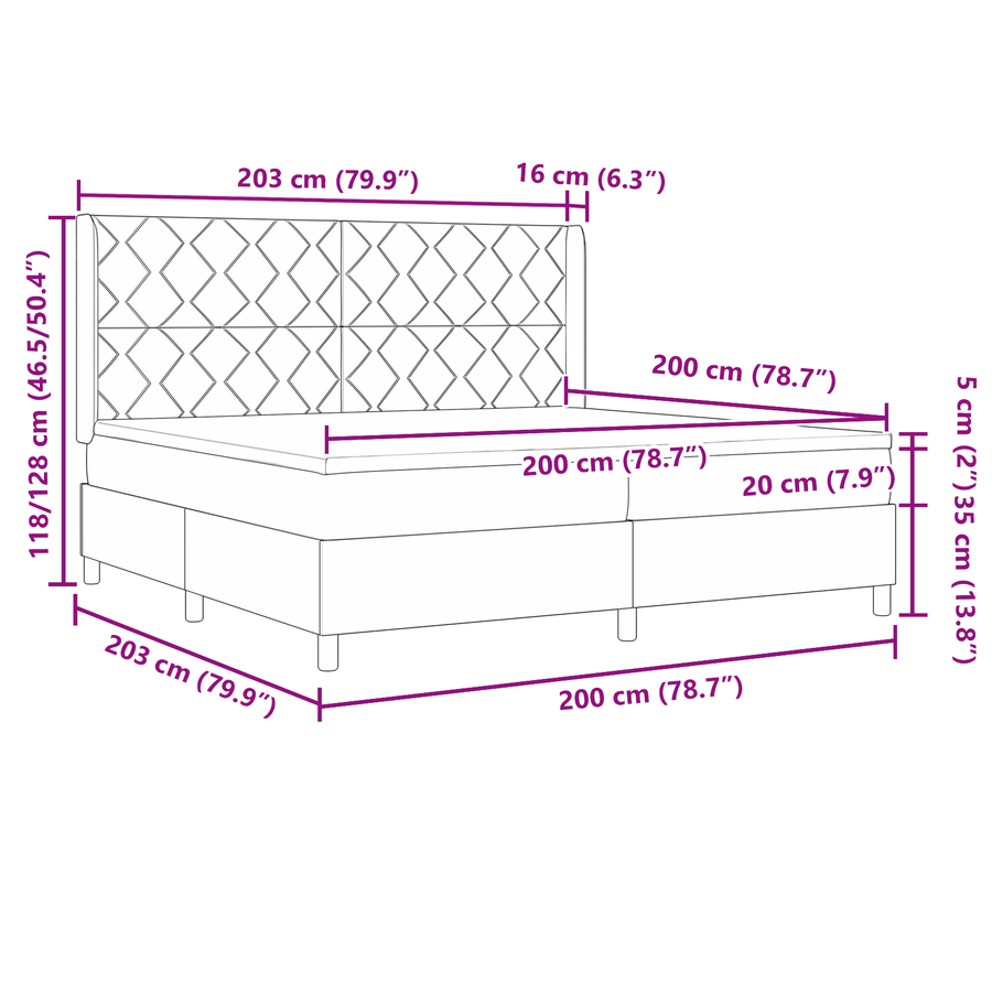 Boxspringbed met matras stof zwart 200x200 cm