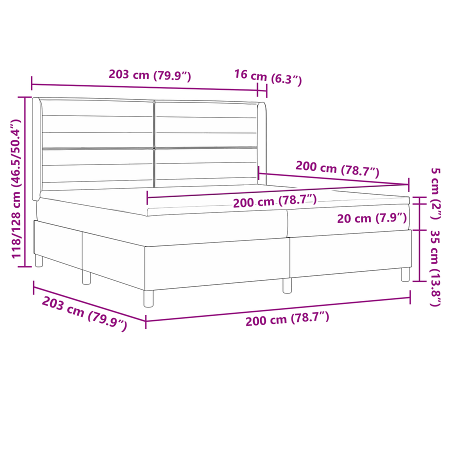 Boxspringbed met matras stof lichtgrijs 200x200 cm