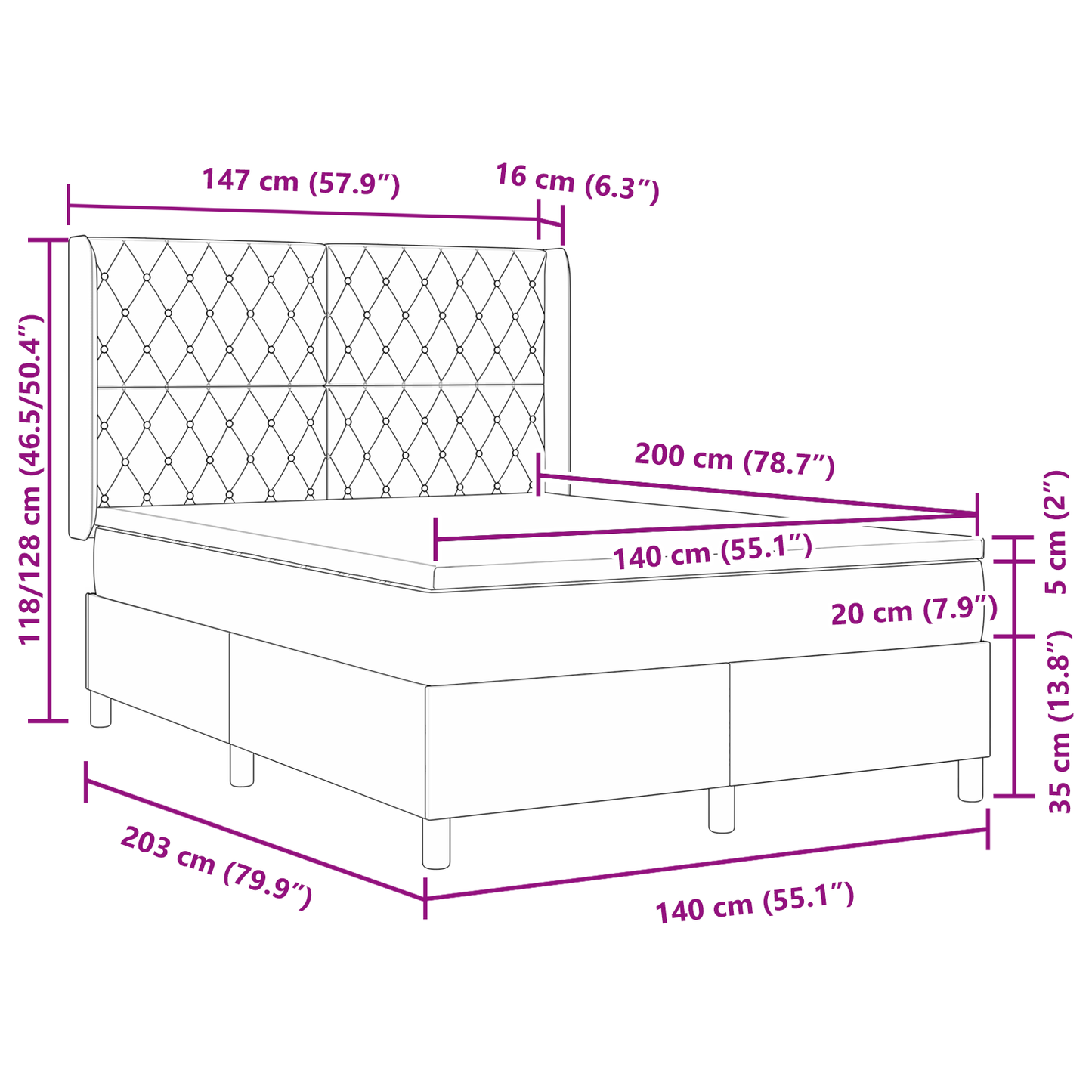 Boxspringbed met matras fluweel roze 140x200 cm