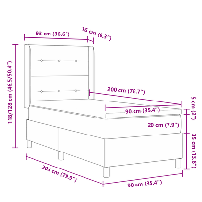 Boxspringbed met matras fluweel roze 90x200 cm