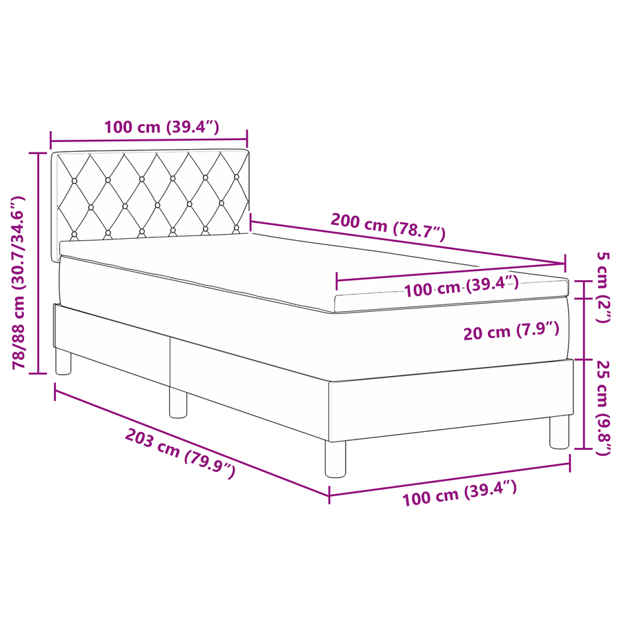 Boxspringbed met matras en LED fluweel zwart 100x200 cm