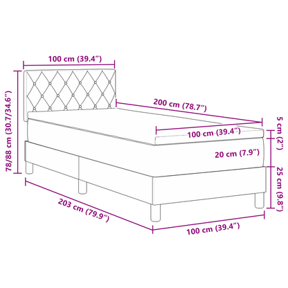 Boxspringbed met matras en LED fluweel donkerblauw 100x200 cm
