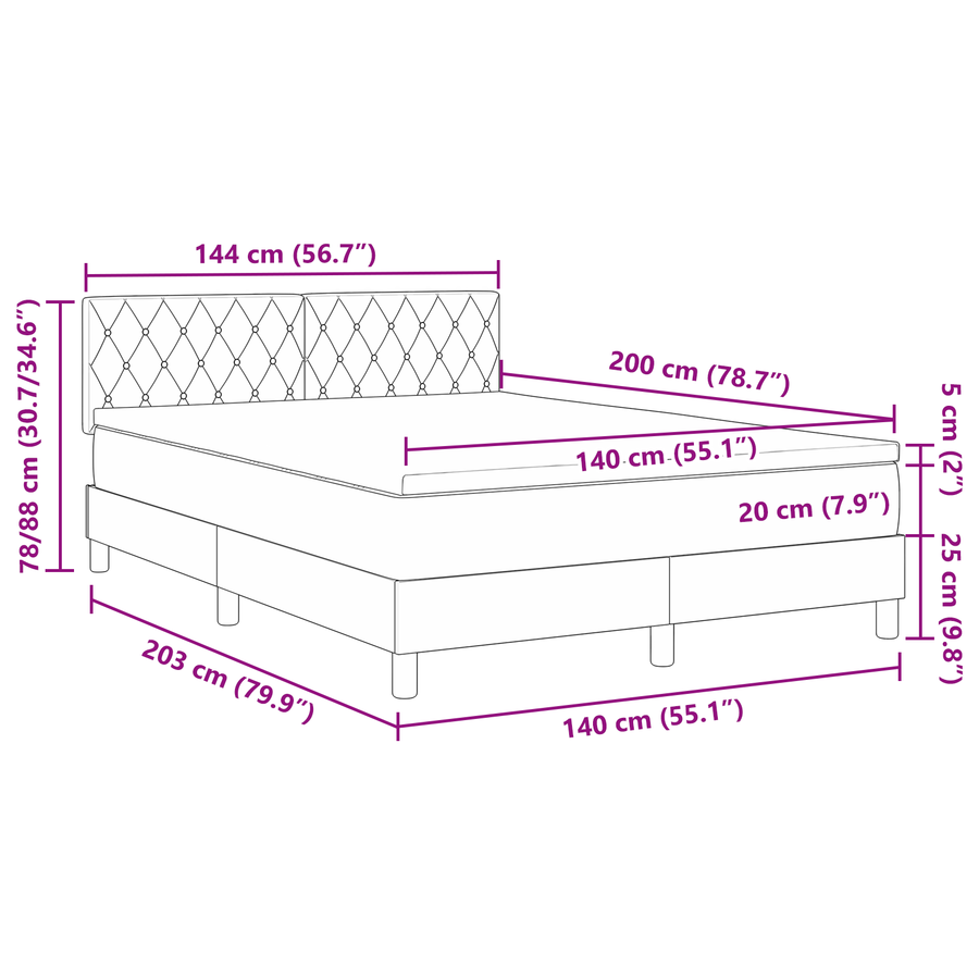 Boxspringbed met matras en LED fluweel roze 140x200 cm