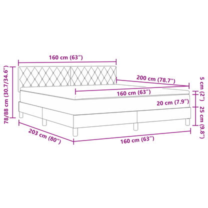 Boxspringbed met matras en LED fluweel lichtgrijs 160x200 cm