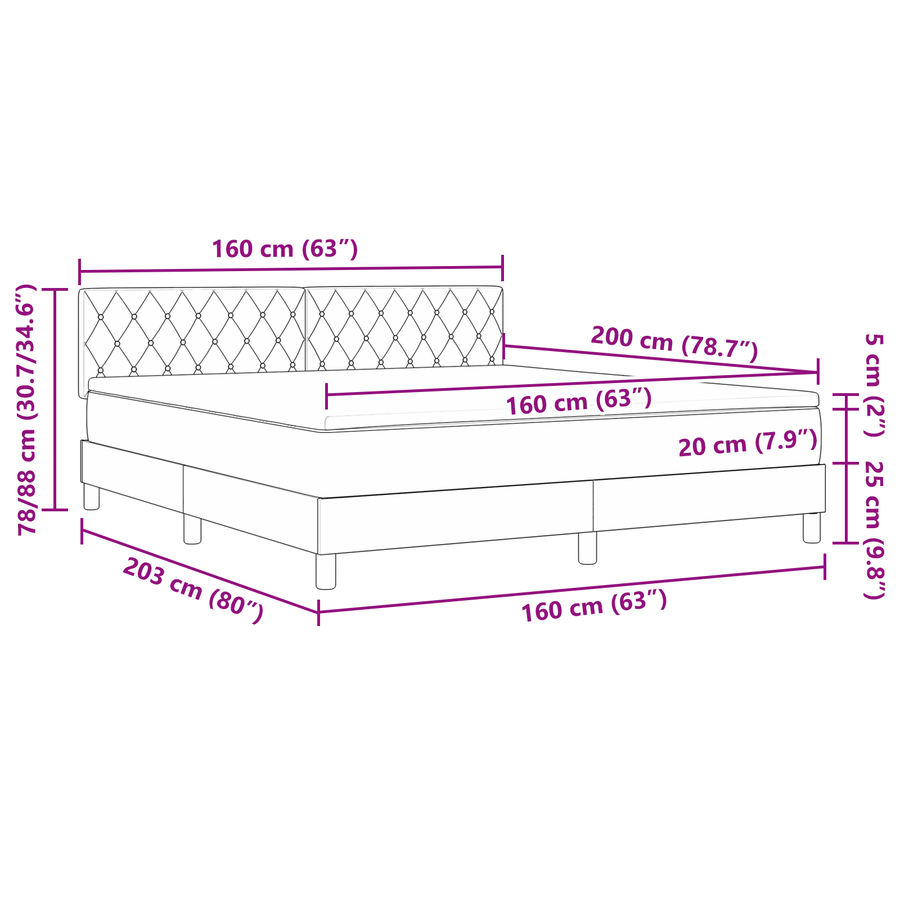 Boxspringbed met matras en LED fluweel lichtgrijs 160x200 cm