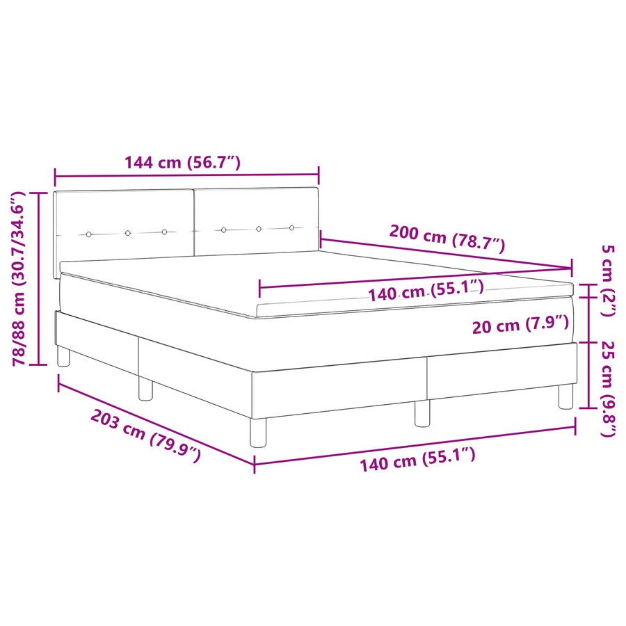 Boxspringbed met matras en LED fluweel lichtgrijs 140x200 cm