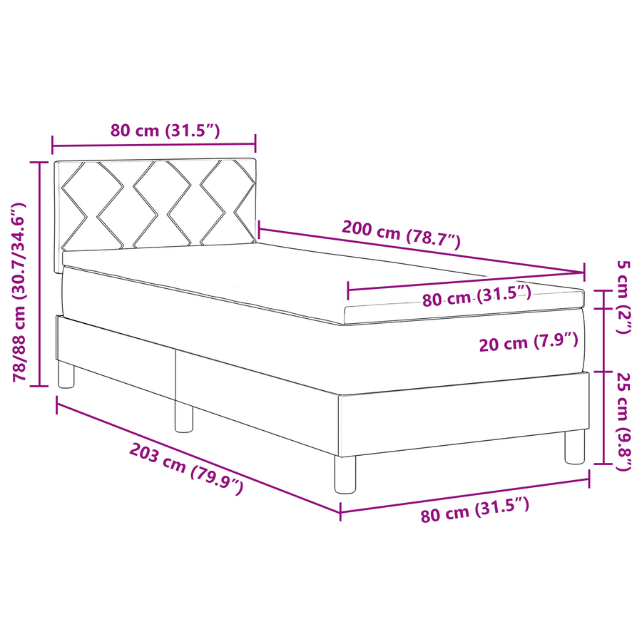 Boxspringbed met matras en LED fluweel donkergroen 80x200 cm