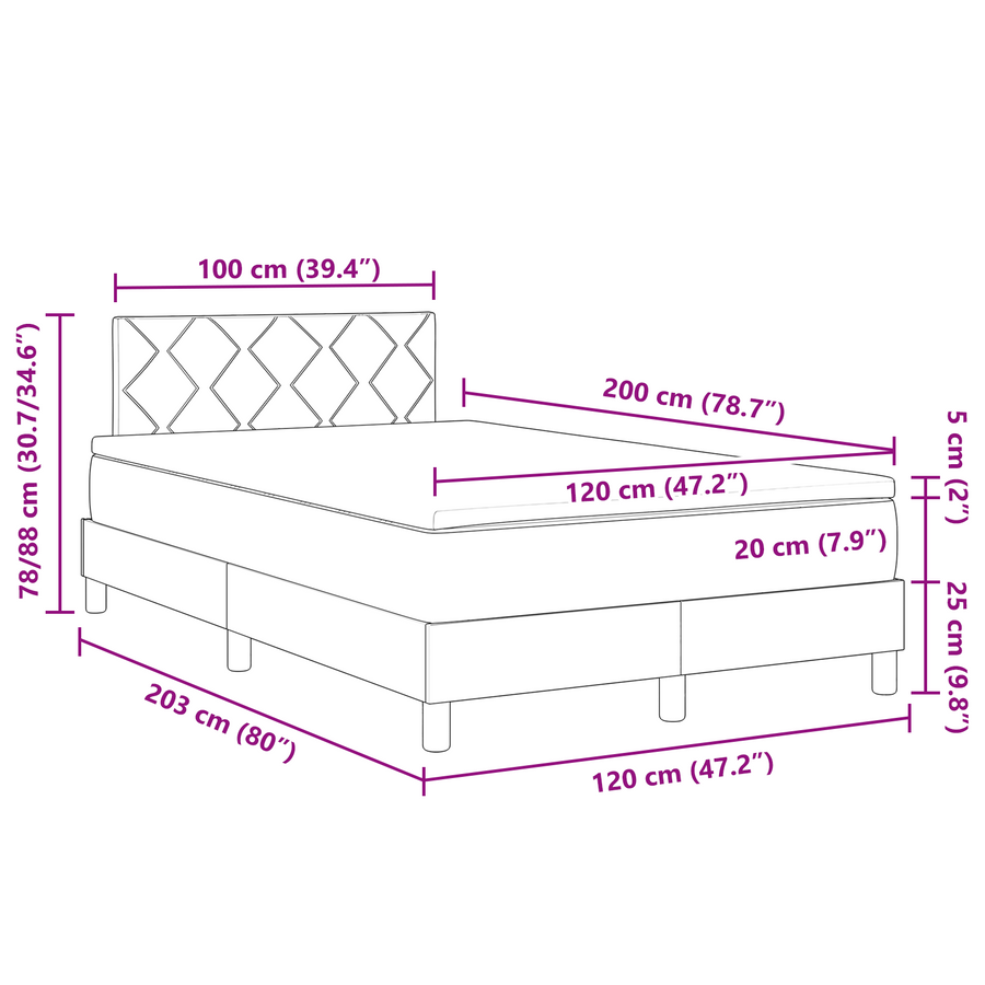 Boxspringbed met matras en LED fluweel roze 120x200 cm