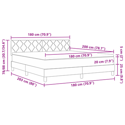 Boxspringbed met matras en LED fluweel donkergrijs 180x200 cm