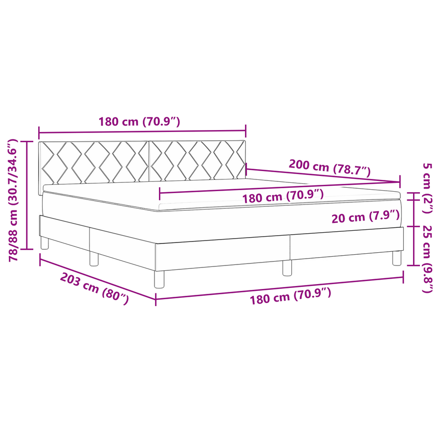 Boxspringbed met matras en LED fluweel donkergroen 180x200 cm
