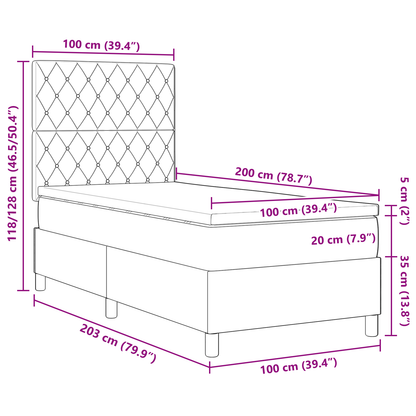 Boxspringbed met matras en LED fluweel donkergrijs 100x200 cm