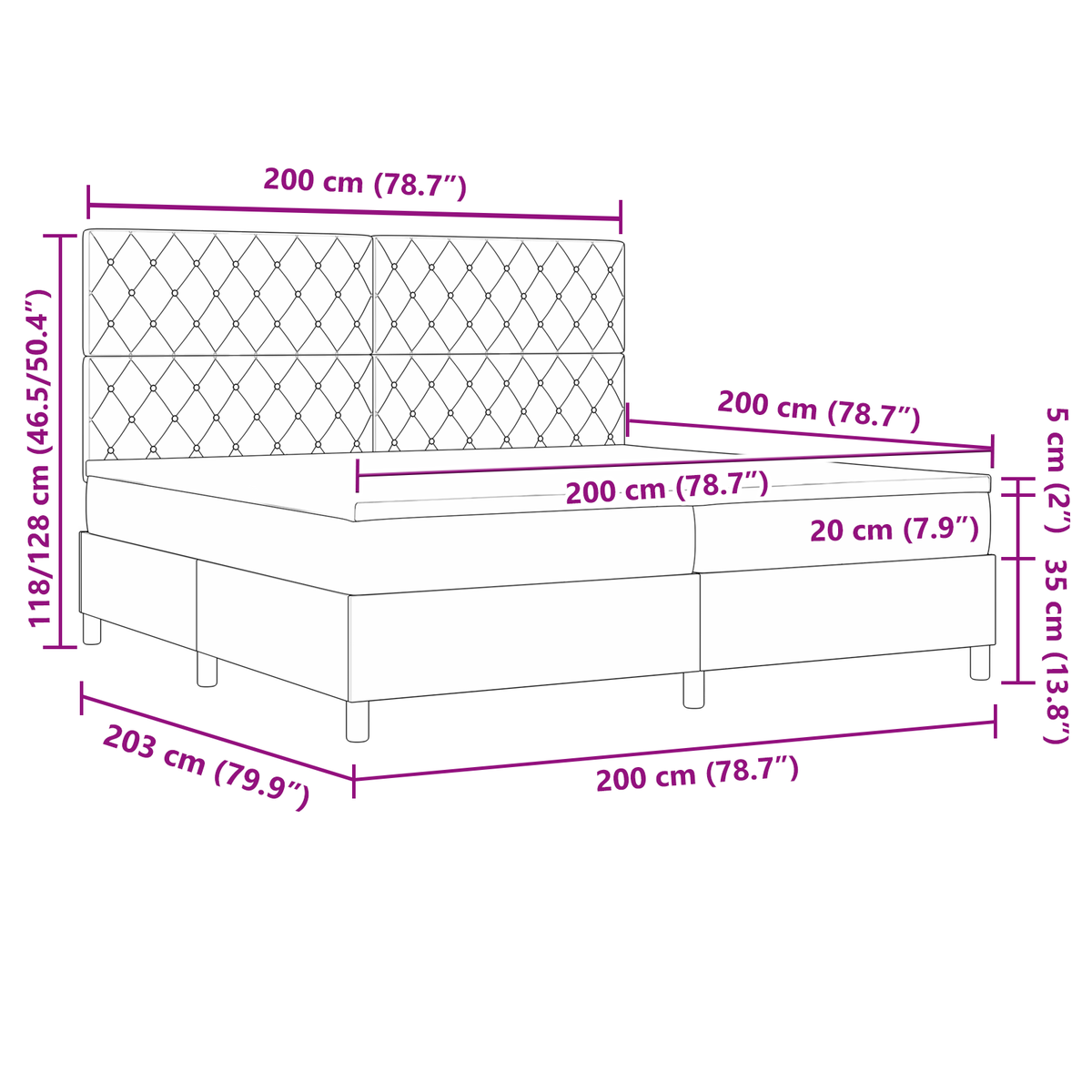 Boxspringbed met matras en LED fluweel donkergrijs 200x200 cm