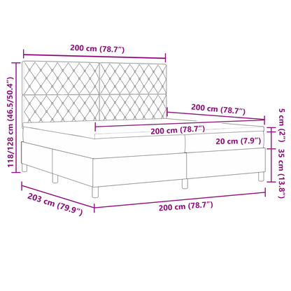 Boxspringbed met matras en LED fluweel donkergrijs 200x200 cm