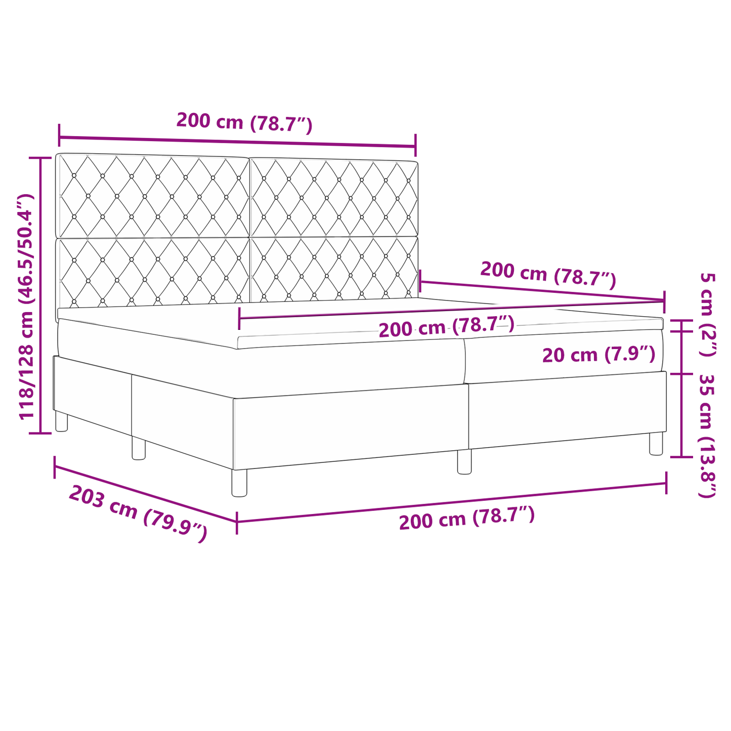 Boxspringbed met matras en LED fluweel donkergroen 200x200 cm