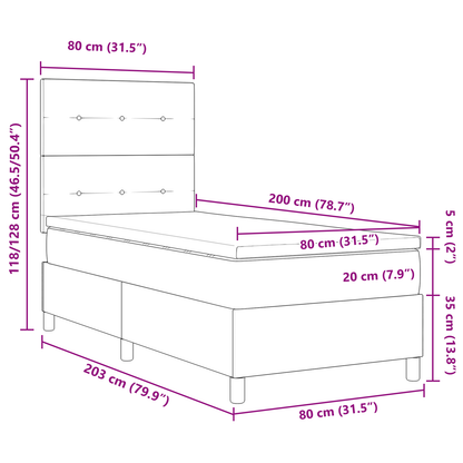 Boxspringbed met matras en LED fluweel donkergroen 80x200 cm