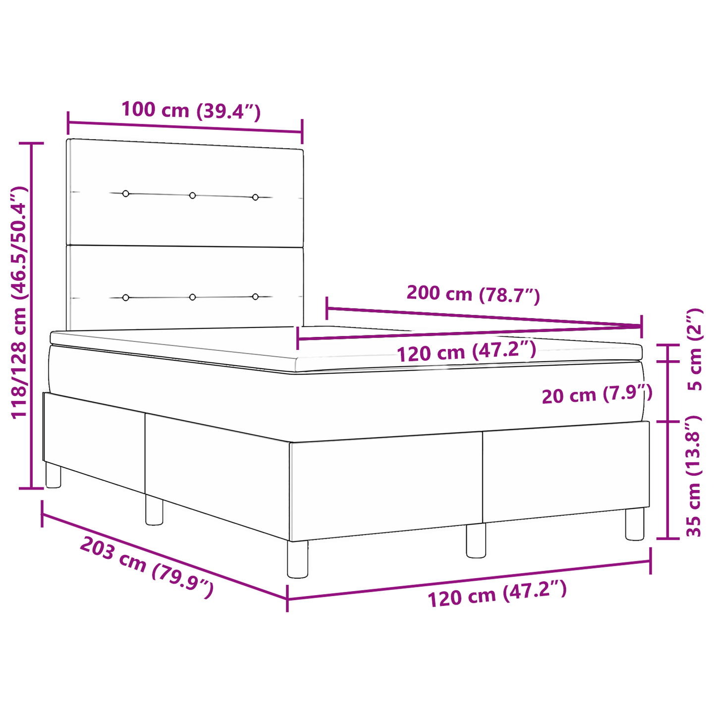 Boxspringbed met matras en LED fluweel donkergrijs 120x200 cm