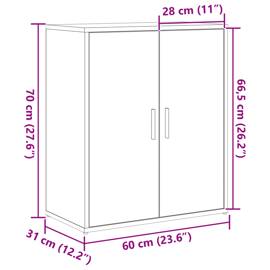 Highboard 2 pcs artisanaal eikenkleurig 60 x 31 x 70 cm