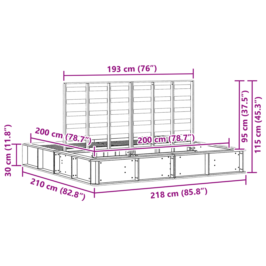 Bedframe met opbergruimte wax bruin 180x200 cm massief vurenhout