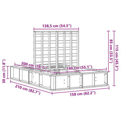 Bedframe met Opklapbare Opslag 140x200 cm Massief Vurenhout
