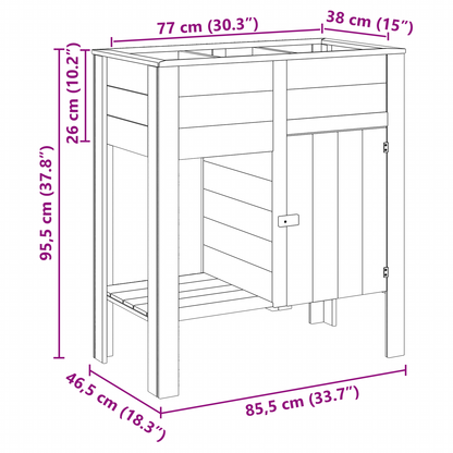 Tuin Plantenbak met Opslag 85x46x96 cm Behandeld Hout Vuren
