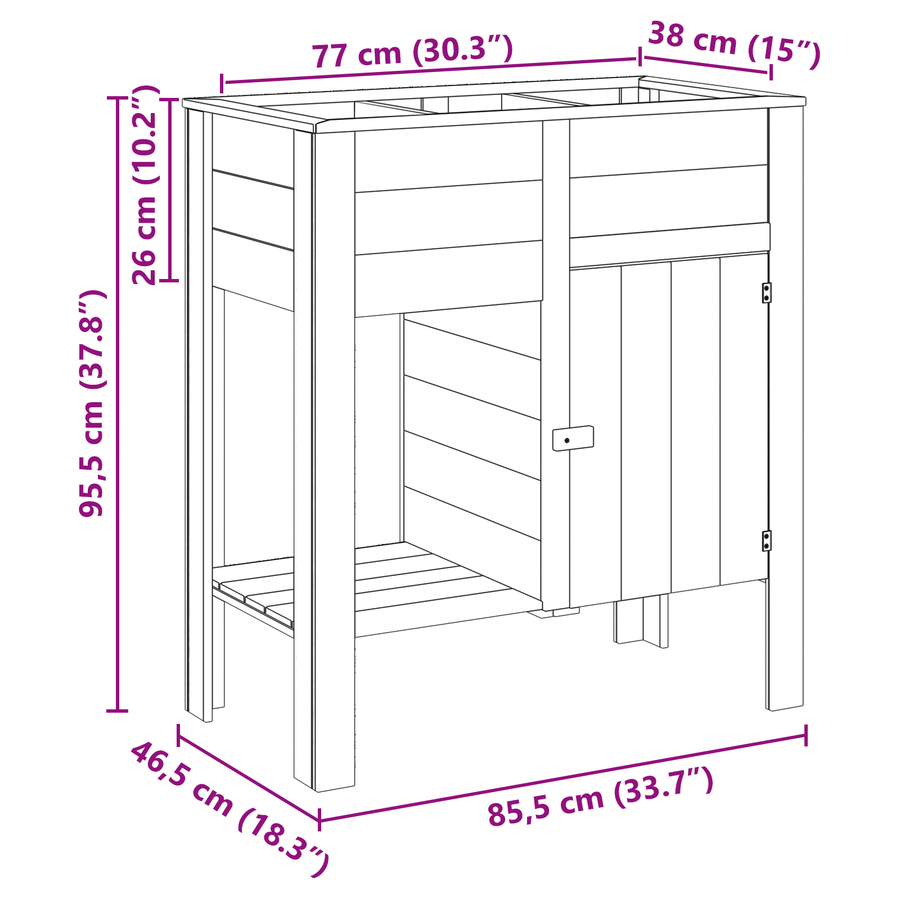 Tuin Plantenbak met Opslag 85x46x96 cm Behandeld Hout Vuren