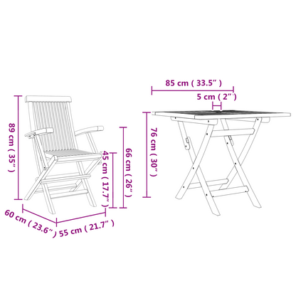 3-Delige Inklapbare Tuin Bistro Set Massief Hout Acacia