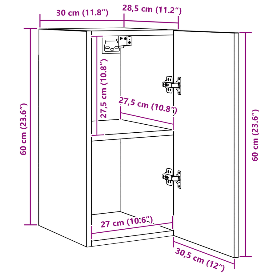 Tv-meubelset 4 pcs Zwart eiken 30.5 x 30 x 60 cm Bewerkt hout