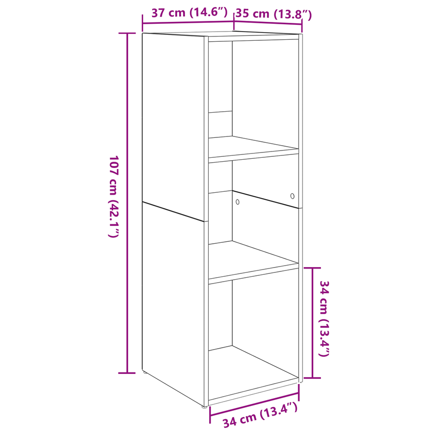 TV-kast 4 pcs Zwart eiken 37 x 35 x 107.5 cm Engineered hout