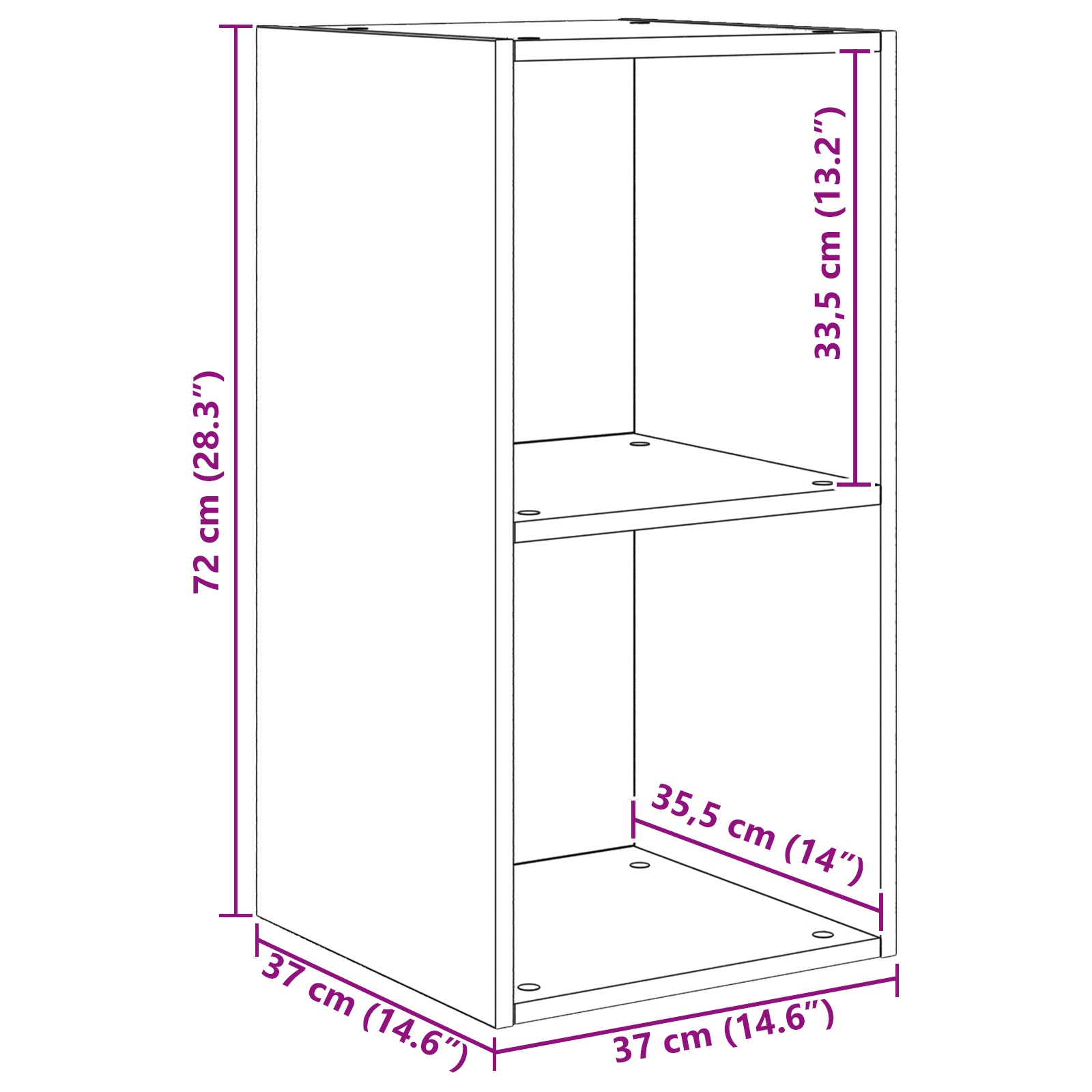 Wand TV Kast 4 pcs Zwart eiken 37 x 37 x 72 cm Bewerkt hout