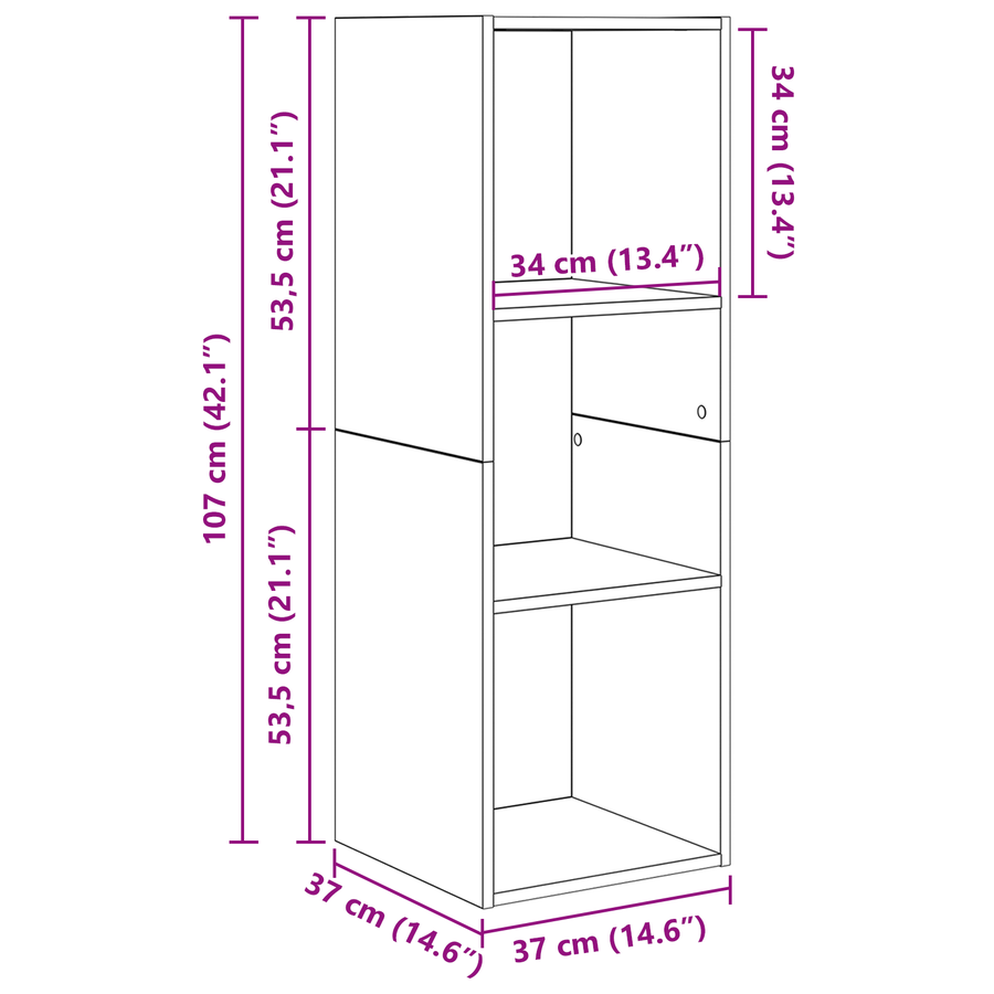 Wand TV Kast met plank met opslag 4 pcs Zwart eiken 37 x 37 x 107.5 cm