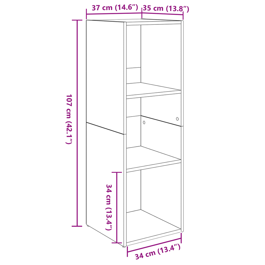 Tv-meubelset 2 pcs Oude hout 107 x 35 x 37 cm Bewerkt hout