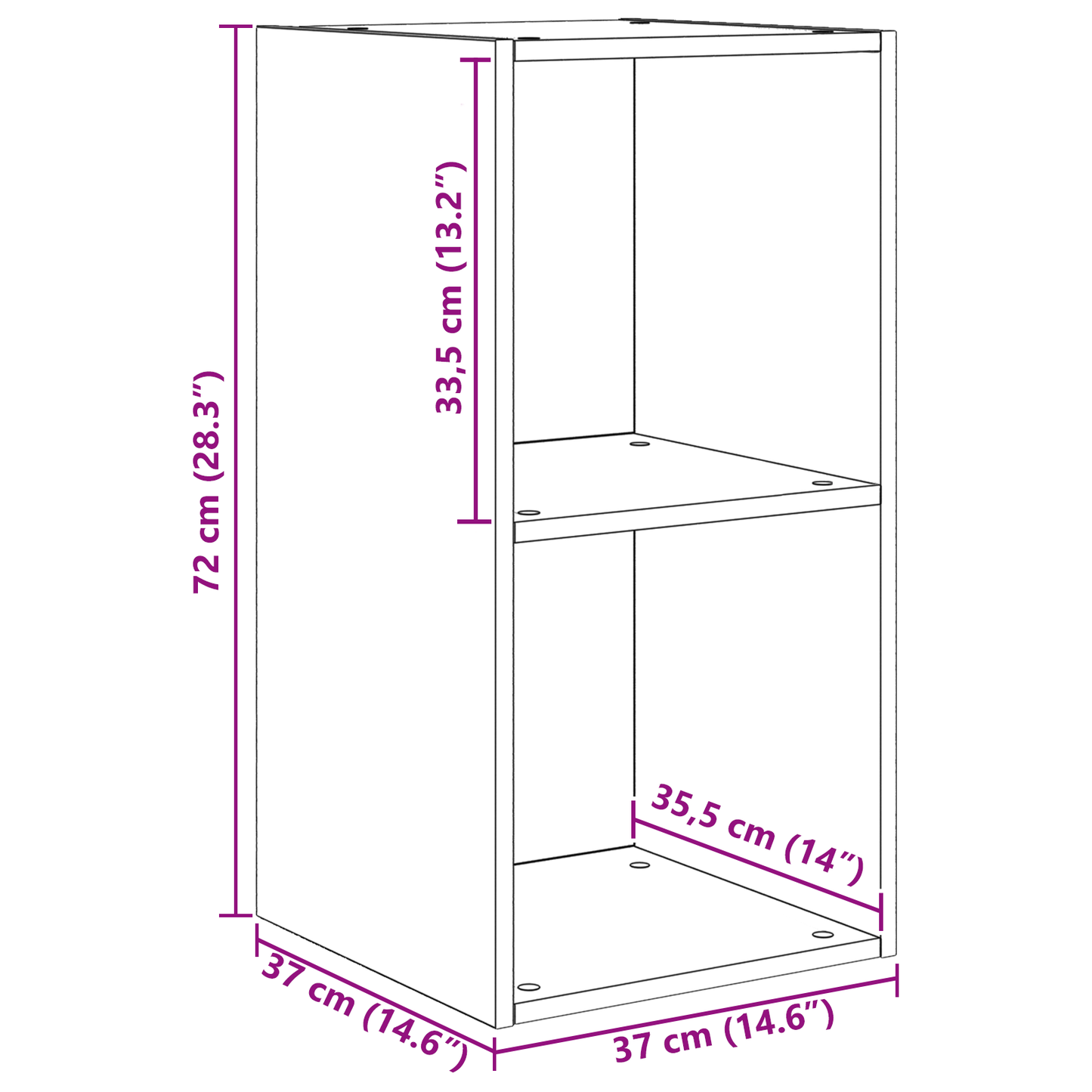Wand TV Kast 2 pcs Oude hout 37 x 37 x 72 cm Bewerkt hout