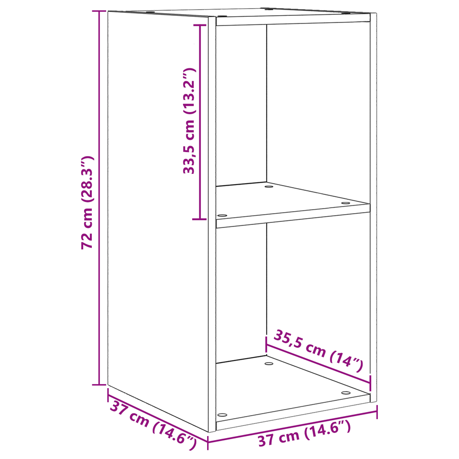 Wand TV Kast met plank 4 pcs Ambachtelijk eiken 37 x 37 x 72 cm
