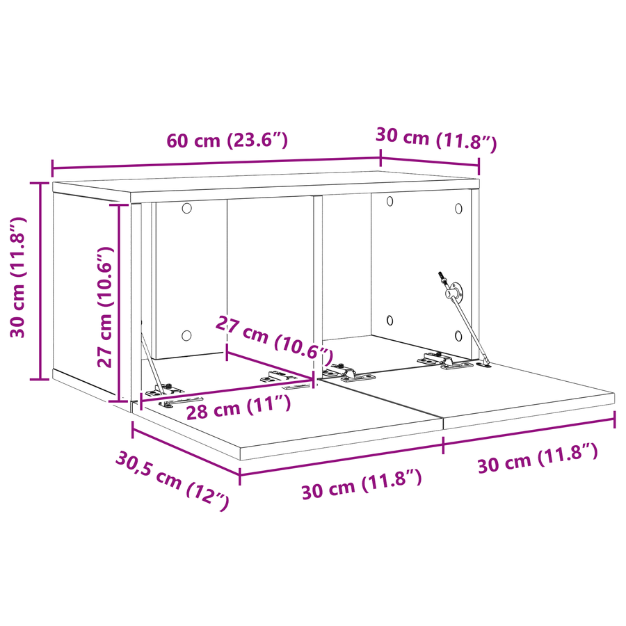 Tv-meubelset 4 pcs Zwart eiken Medium 30 x 60 x 30.5 cm