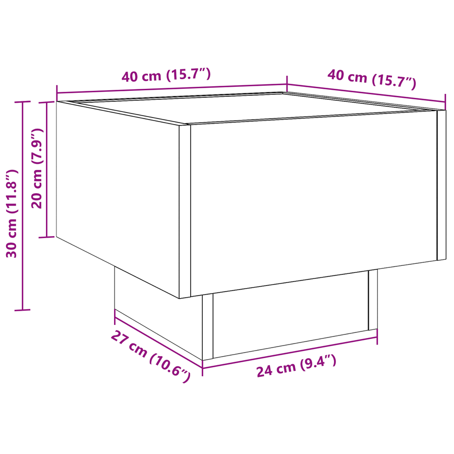 Opbergkast Zwart eiken 40 x 40 x 30 cm Geengineerd hout, Glas