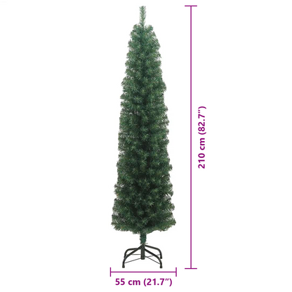 Slanke Kerstboom met 300 LEDs Groen 210 cm