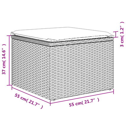 Tuinkruk met kussen 55x55x37 cm poly rattan grijs