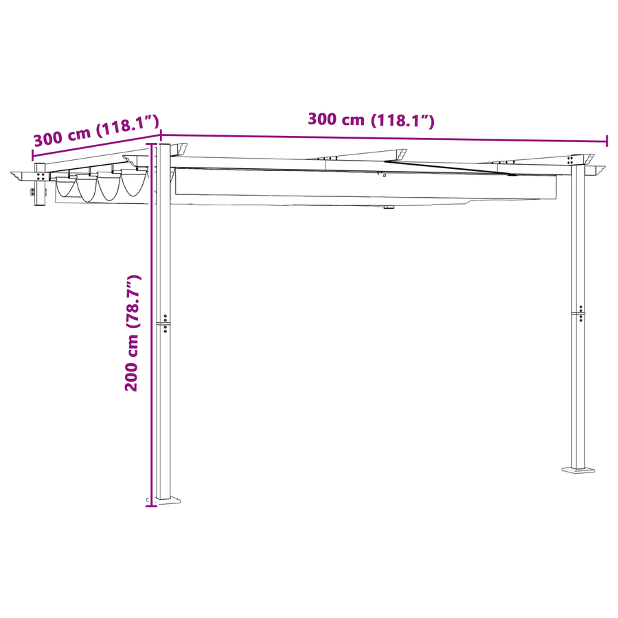 Wandgemonteerde Pergola Crème 3 x 3 m Staal