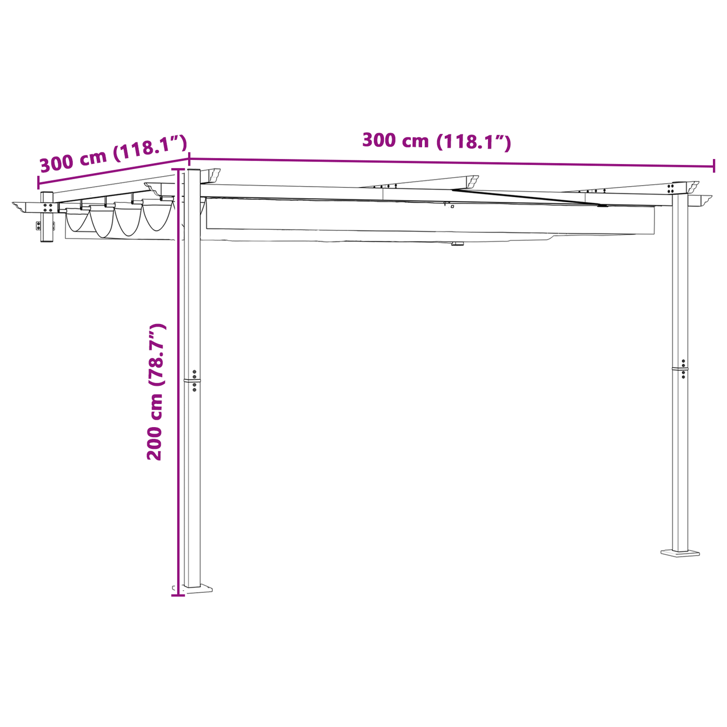 Wandgemonteerde Pergola Taupe 3 x 3 m Staal