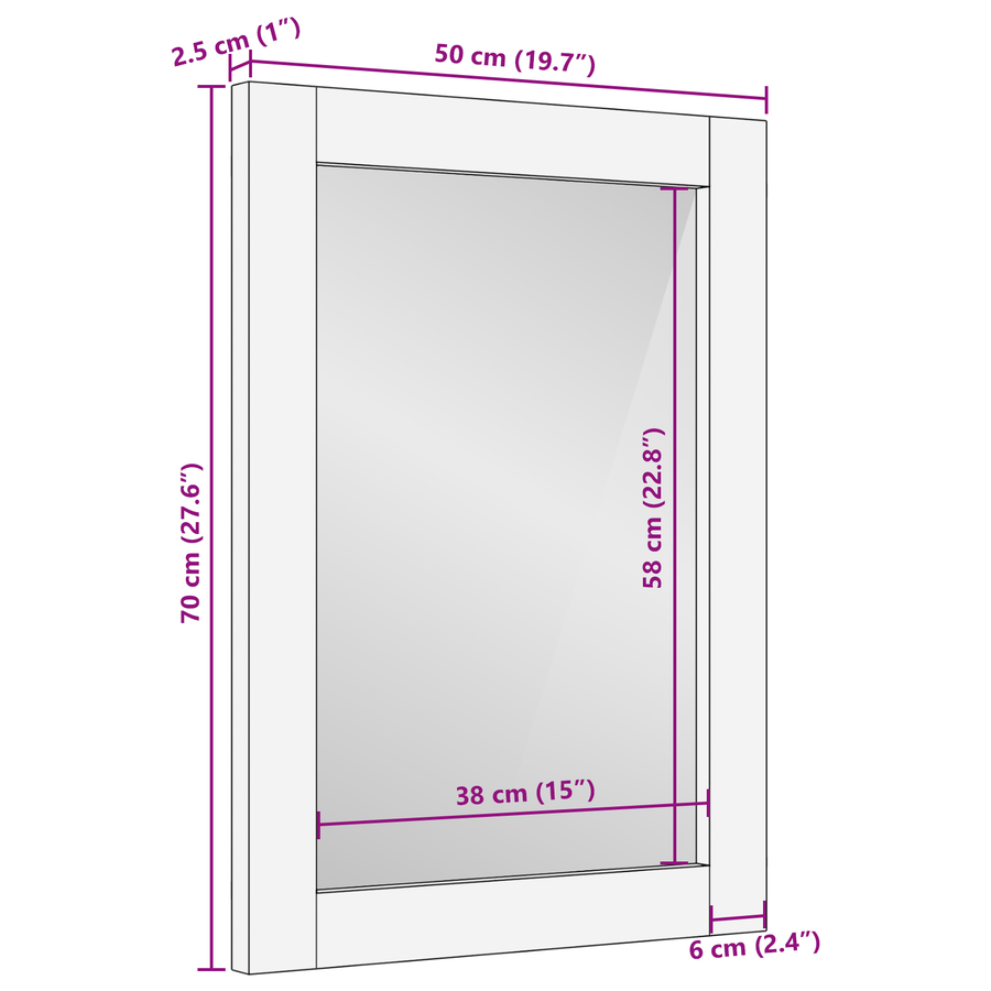 Badkamerspiegel 50x70x30 cm Massief Mango Hout