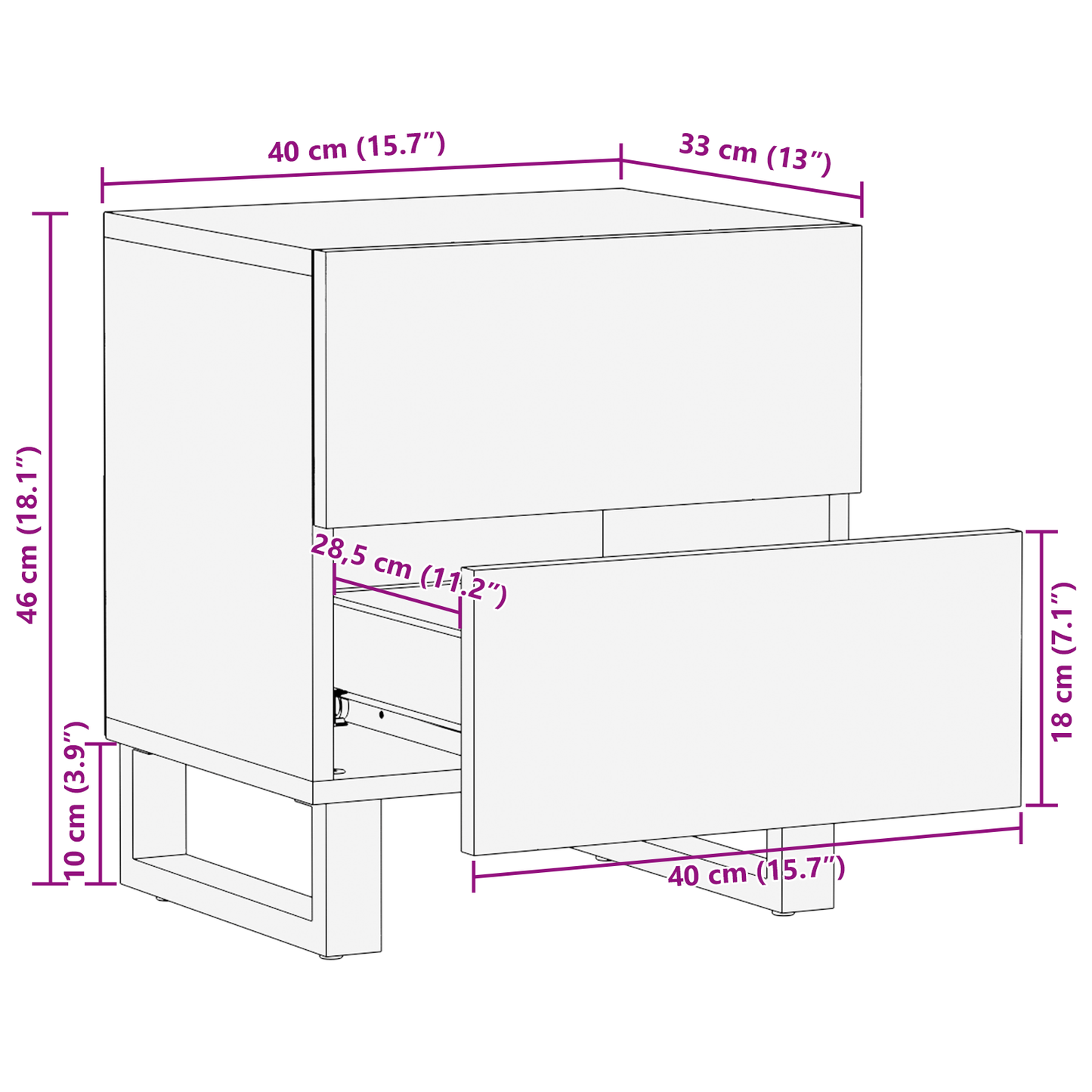 Nachtkastjes met lade 2 pcs Walnotenhout 40 x 33.5 x 46 cm