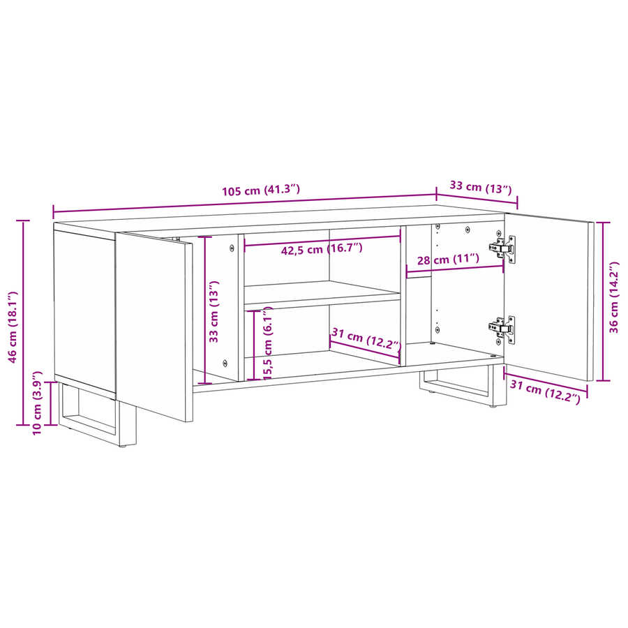 Entertainment Centra & TV Stands met plank met opslag met de deur Wit en zwart