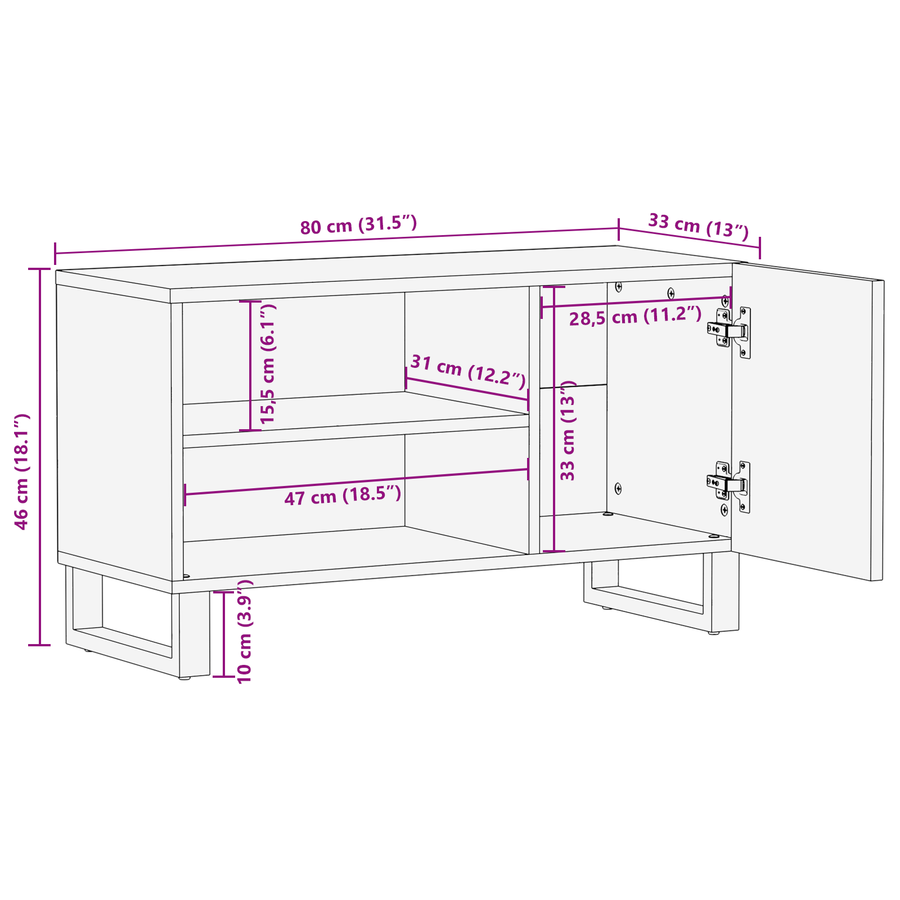 Media-opslagkasten en rekken Wit en zwart 80 x 31.5 x 46 cm