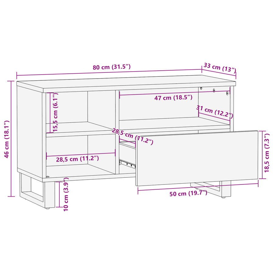 Media-opslagkasten en rekken Wit en zwart 80 x 33.5 x 46 cm