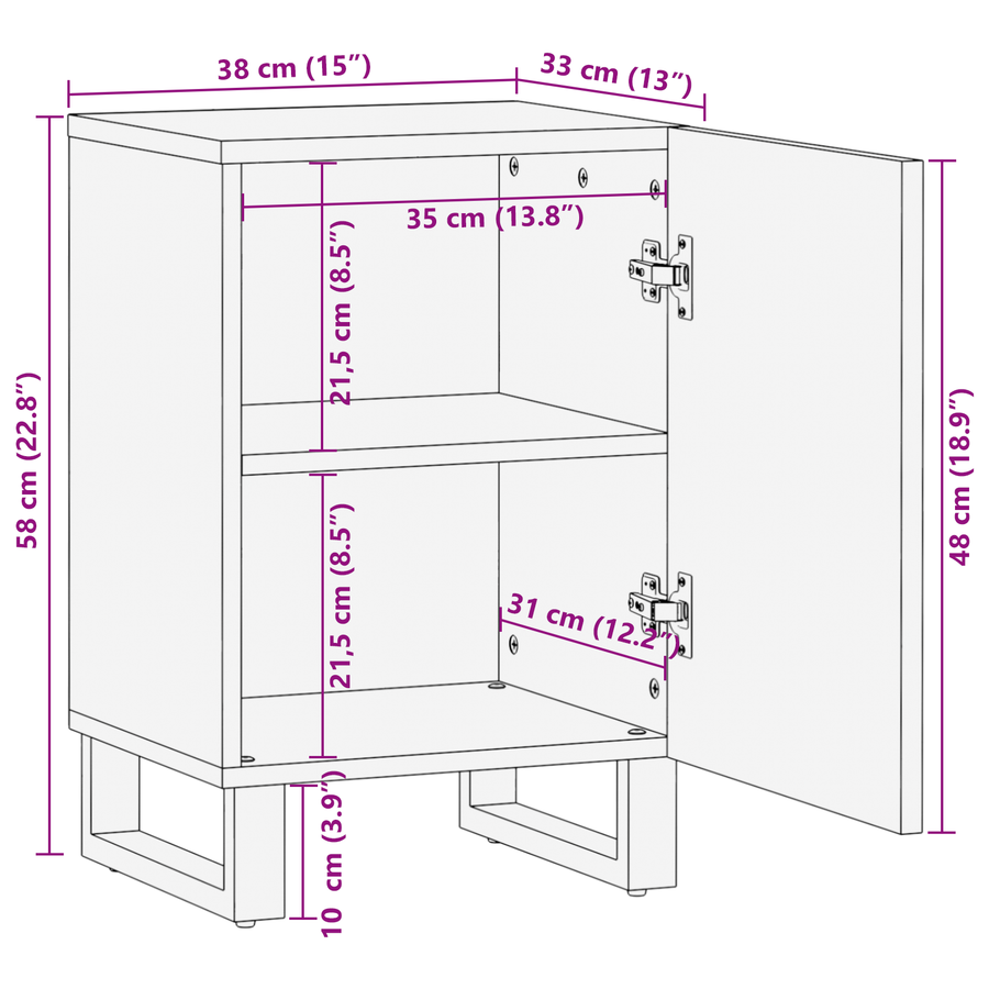 Badkamer Kast met plank met opslag met de deur Bruin, Zwart 38 x 33.5 x 58 cm