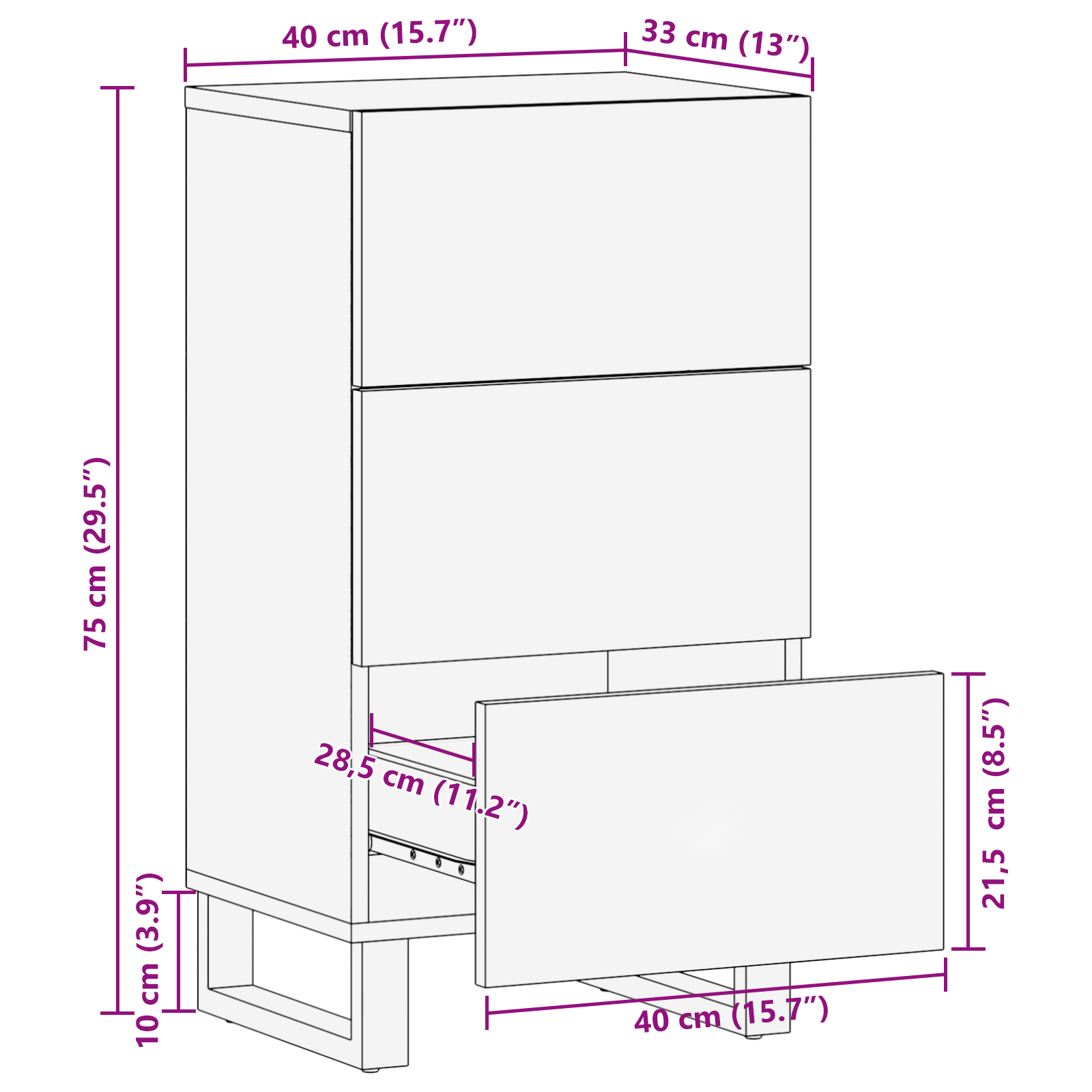 Media-opslagkasten en rekken Wit en zwart 40 x 33,5 x 75 cm