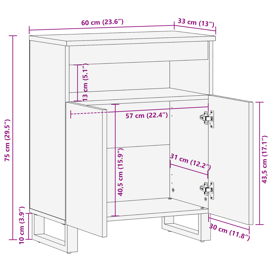 Media-opslagkasten en rekken Wit en zwart 60 x 33.5 x 75 cm