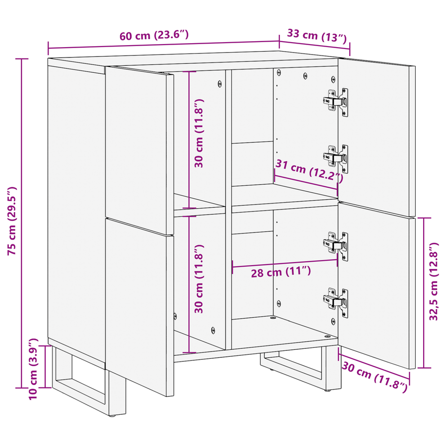 Media-opslagkasten en rekken Wit en zwart 60 x 33.5 x 75 cm