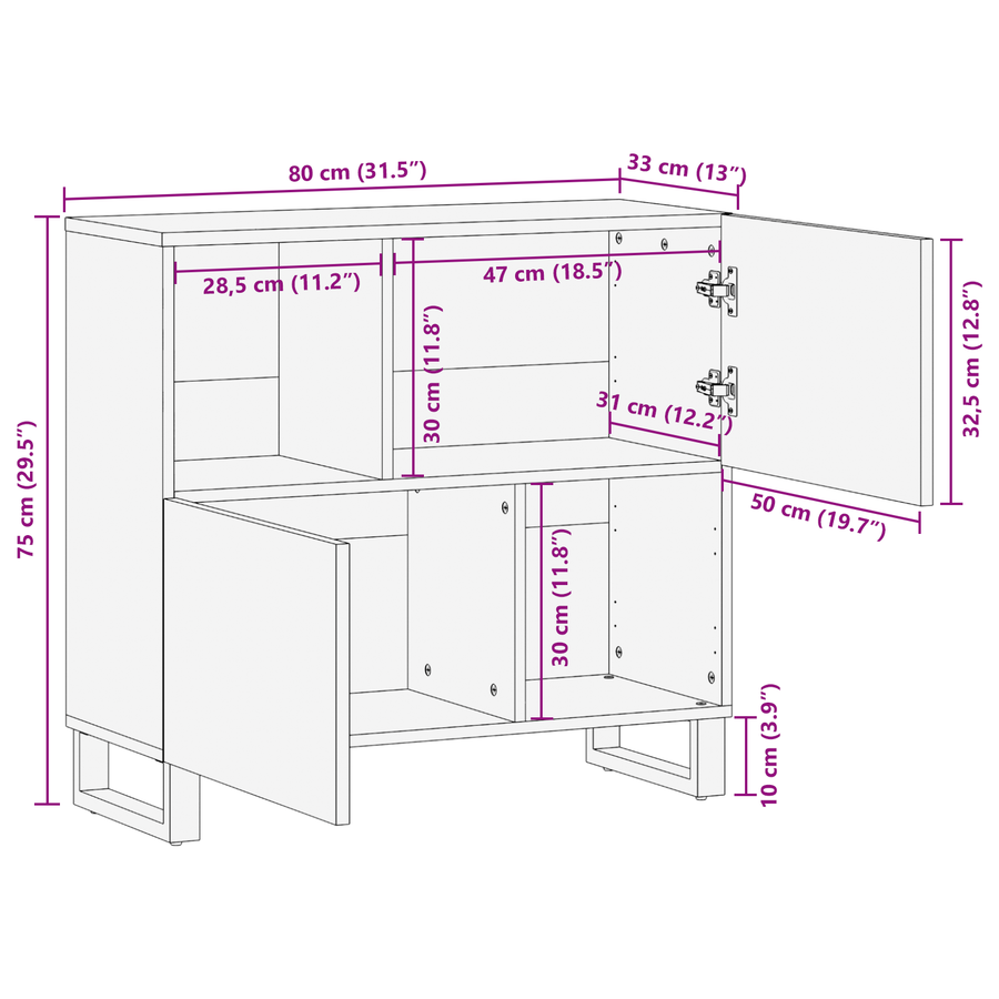 Media-opslagkasten en rekken Wit en zwart 80 x 33.5 x 75 cm