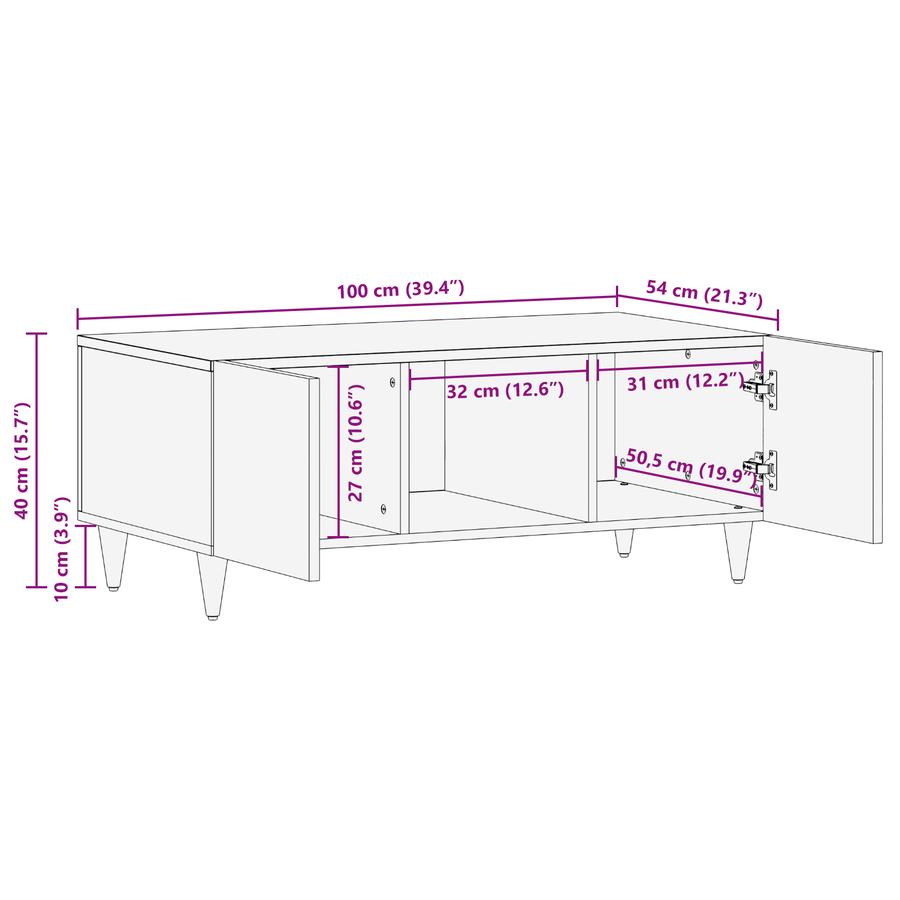 Salontafels Bruin 100 x 54 x 40 cm Bamboe en massief mango hout
